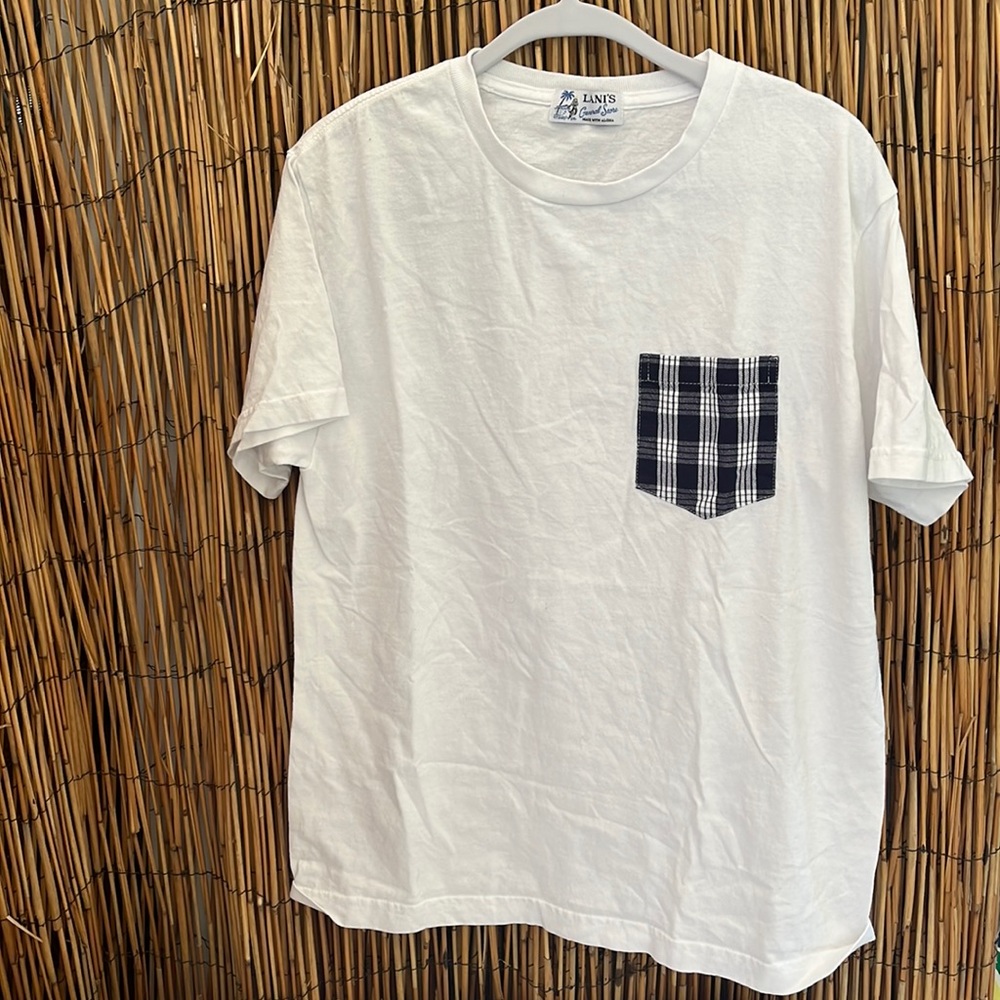 White T-Shirt w/Palaka Pocket - Lani’s General Store
